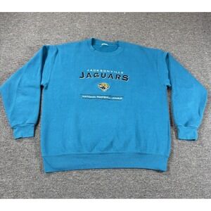 Vintage Jacksonville Jaguars Sweatshirt Men M Teal Blue Lee Sport NFL Cotton